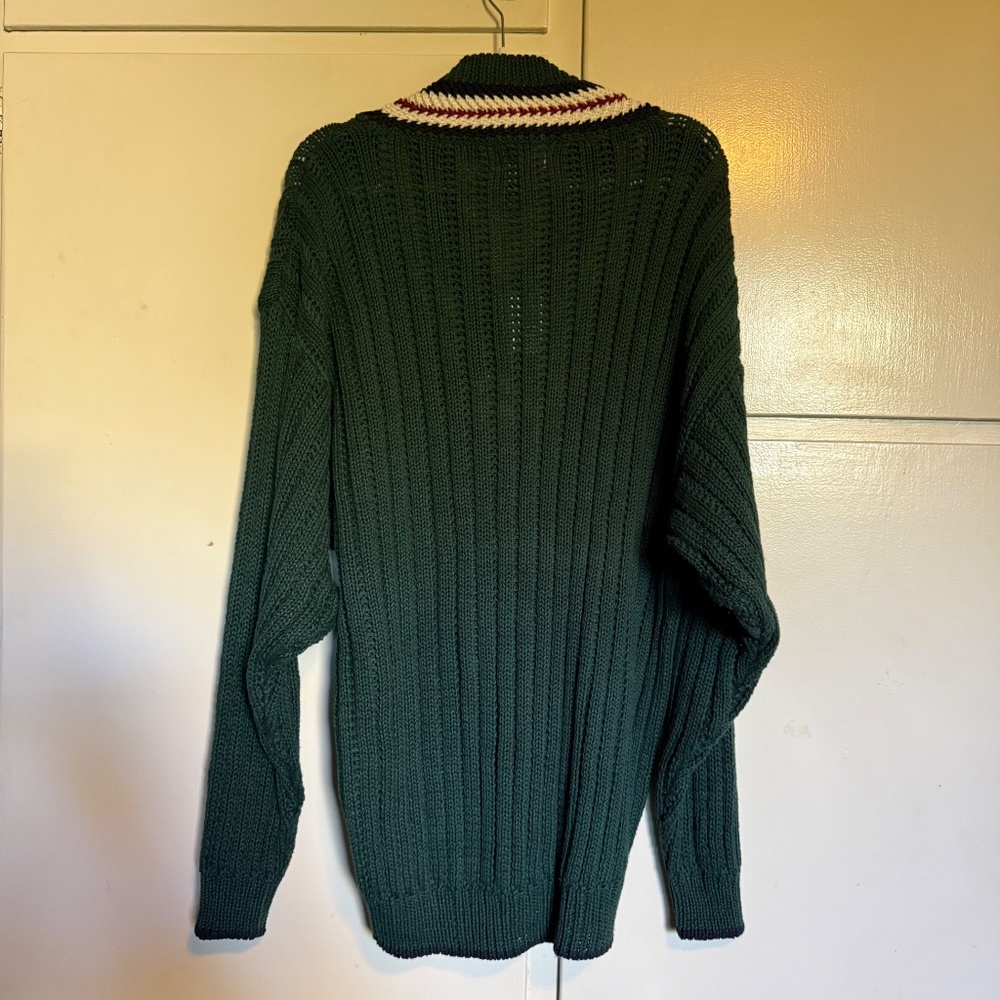NWT Vintage Weekends Green Cable Knit V Neck Variety Sweater Size XL Deadstock - Picture 7 of 11